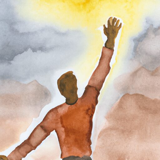 Бизнес и финансы - Person reaching for the top watercolor