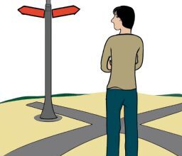 Тайны и загадки - Person standing at crossroads vector