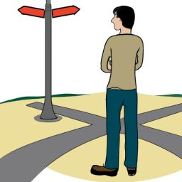 Тайны и загадки - Person standing at crossroads vector