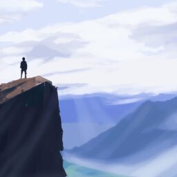 Тайны и загадки - Person standing on mountain peak ove