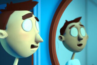 Разум и тело - Person staring at mirror reflecting