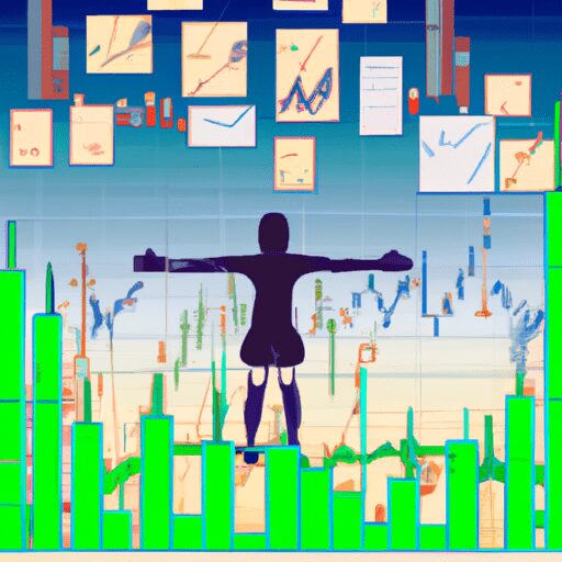 Бизнес и финансы - Person surrounded by stock charts vect