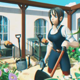 Дом и сад - Person tending to their garden anime