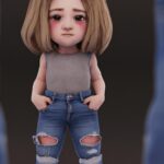 Красота и стиль - Person trying on different jeans carto