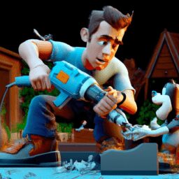 Дом и сад - Person using power tools cartoon disne