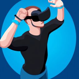 Технологии - Person wearing vr headset cartoon di