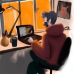 Бизнес и финансы - Person working from home digital paint