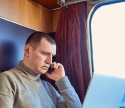 Бизнес и финансы - Person working remotely in transportat