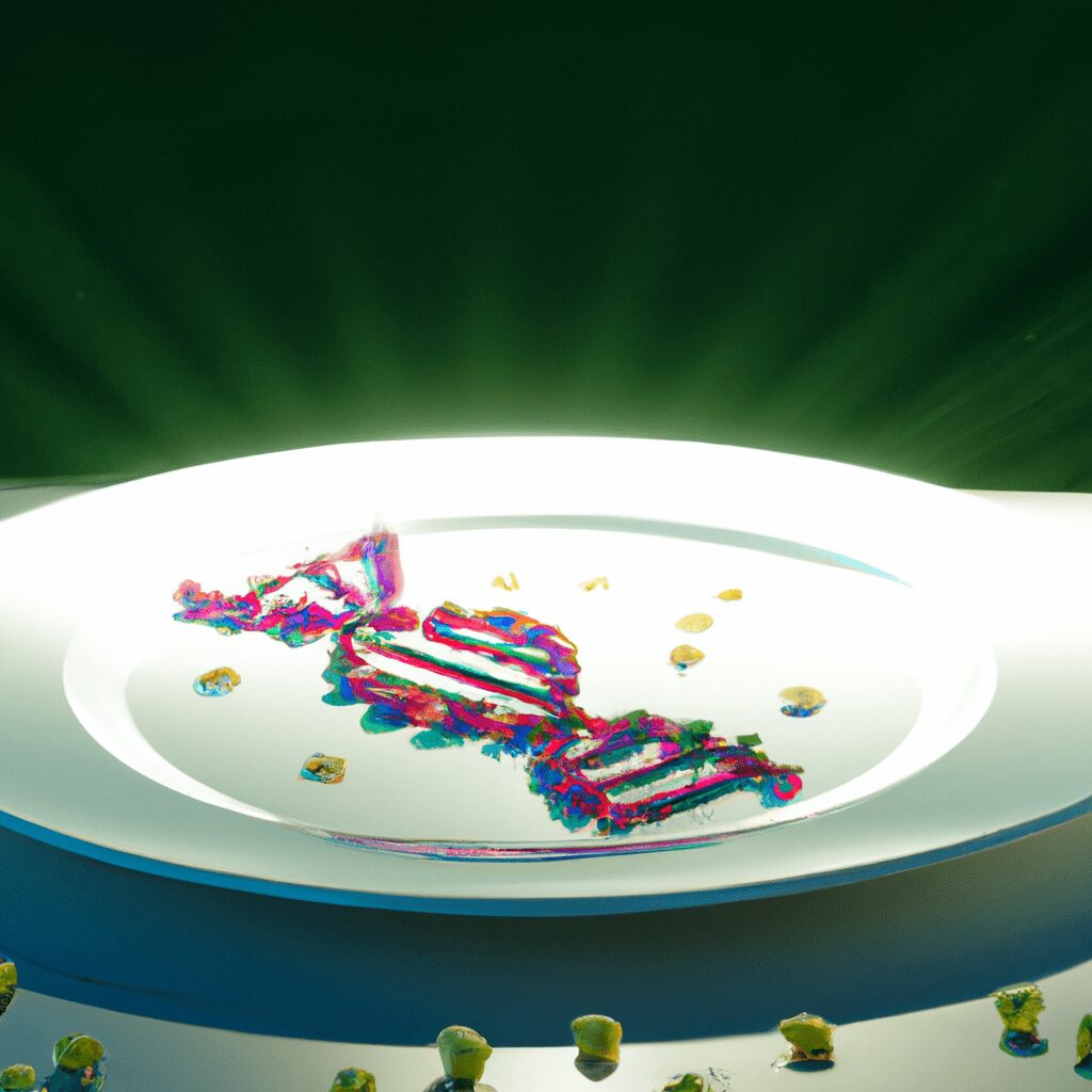 Антропогенез: эволюция человека - Plate of food with dna strands cartoon