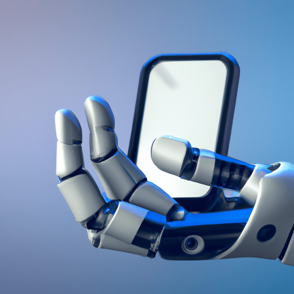 Технологии - Robot hand holding smartphone hd car