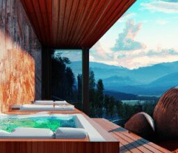 Досуг - Serene spa with nature views anime