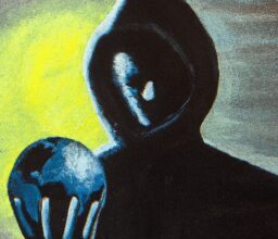 Тайны и загадки - Shadowy figure holding globe oil pai