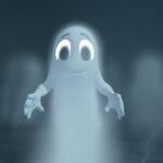 Тайны и загадки - Spooky ghost emerging from mist cartoo