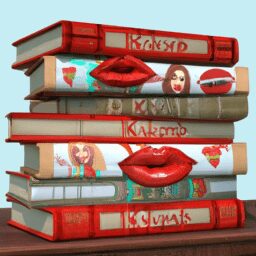 Досуг - Stack of russian books with red lips