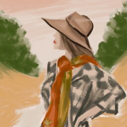 Красота и стиль - Stylish woman in rural setting digital