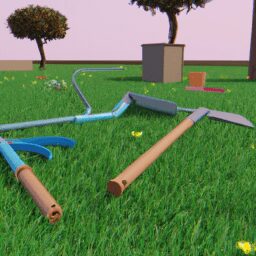 Дом и сад - Well manicured lawn with tools anime