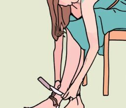 Woman trying on new sandals vector art - Красота и стиль