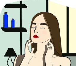 Красота и стиль - Woman with glowing skin at home vector