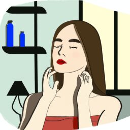 Красота и стиль - Woman with glowing skin at home vector