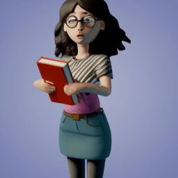 Разум и тело - Young girl holding book cartoon w