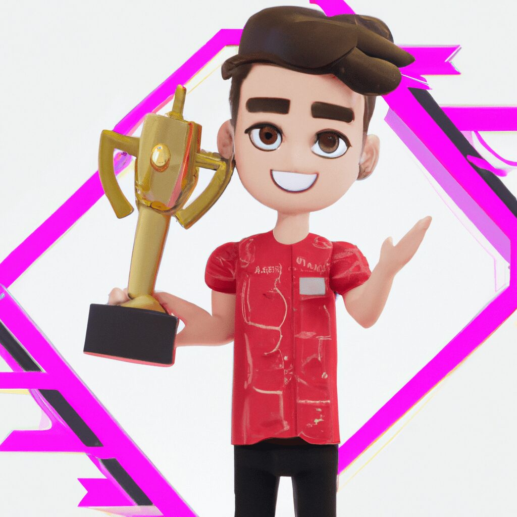 Бизнес и финансы - Youtuber holding trophy cartoon