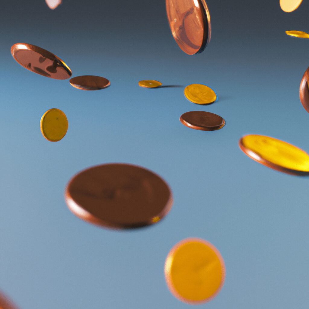 Технологии - Coins floating above real world objects