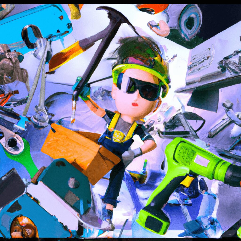 Дом и сад - Collage of various power tools cartoon