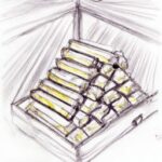 Бизнес и финансы - Gold bars stacked in vault pencil draw