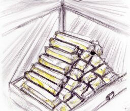 Бизнес и финансы - Gold bars stacked in vault pencil draw