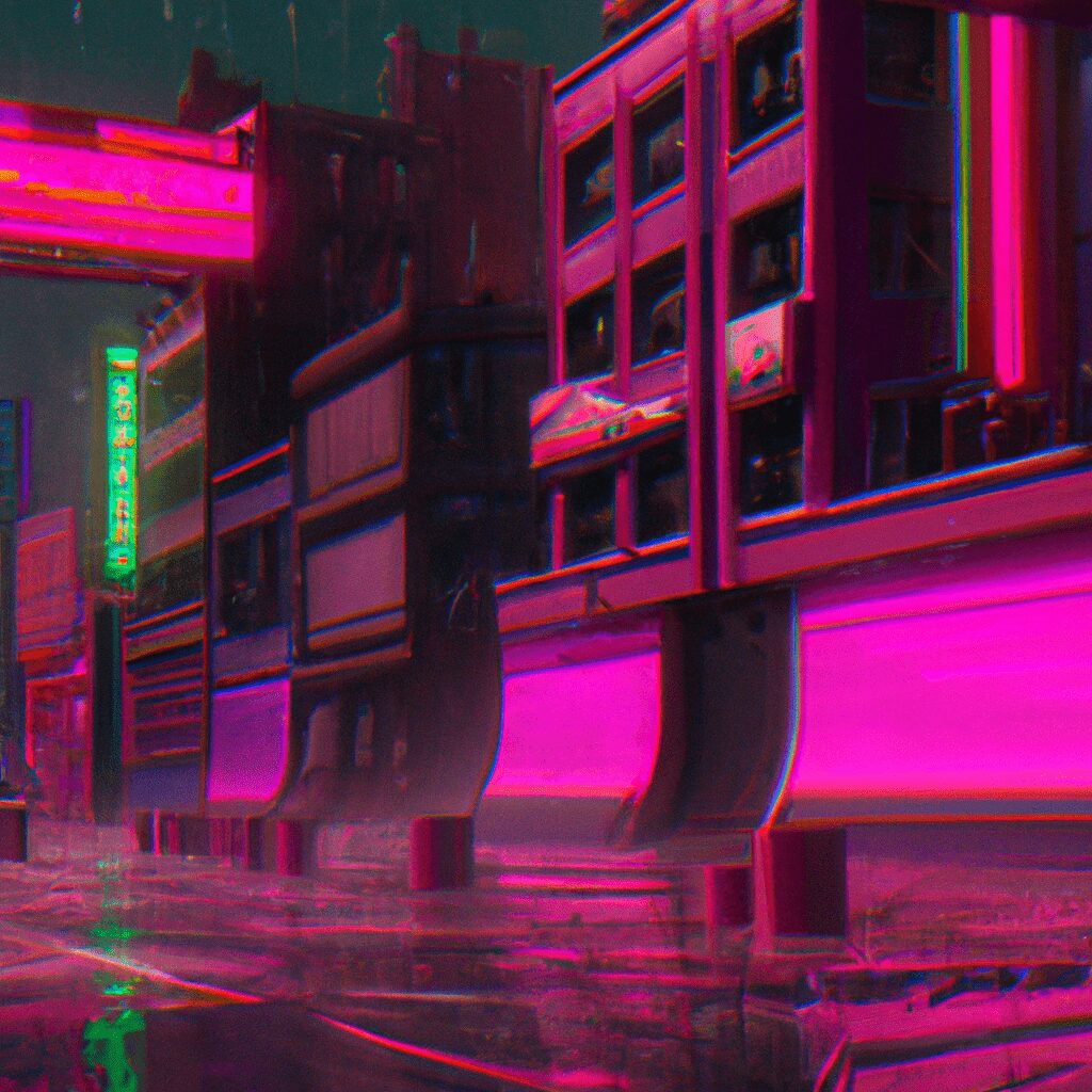 Технологии - Gritty cyberpunk cityscape with neon lig