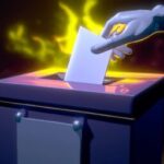 Досуг - Hands holding burning ballot box anime