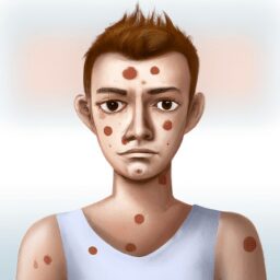 Красота и стиль - Illustration of person with acne digit