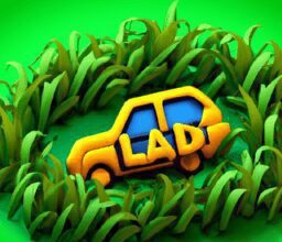 Технологии - Lada logo surrounded by greenery cartoon