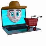 Бизнес и финансы - Laptop with shopping cart icon cartoon