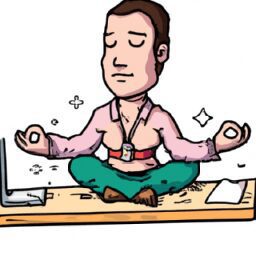 Досуг - Person meditating at their desk cartoon