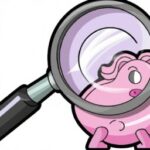 Бизнес и финансы - Piggy bank with magnifying glass cartoon