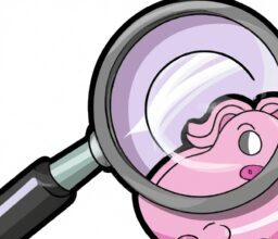 Бизнес и финансы - Piggy bank with magnifying glass cartoon