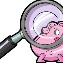 Бизнес и финансы - Piggy bank with magnifying glass cartoon