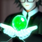 Технологии - Scientist holding glowing green orb an