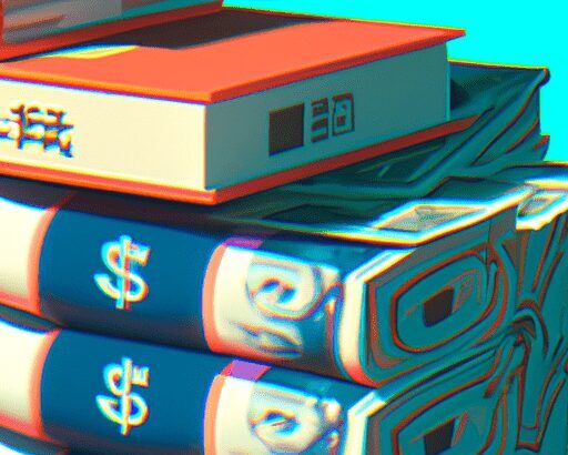 Бизнес и финансы - Stack of money with five books create