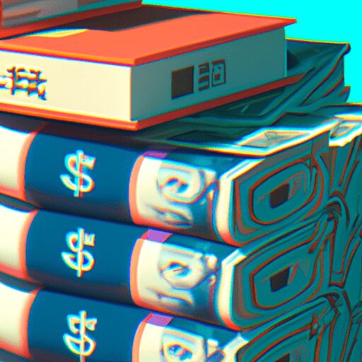 Бизнес и финансы - Stack of money with five books create