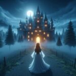 Женщина в белом у старого замка в густом тумане под светом луны - Тайны и загадки