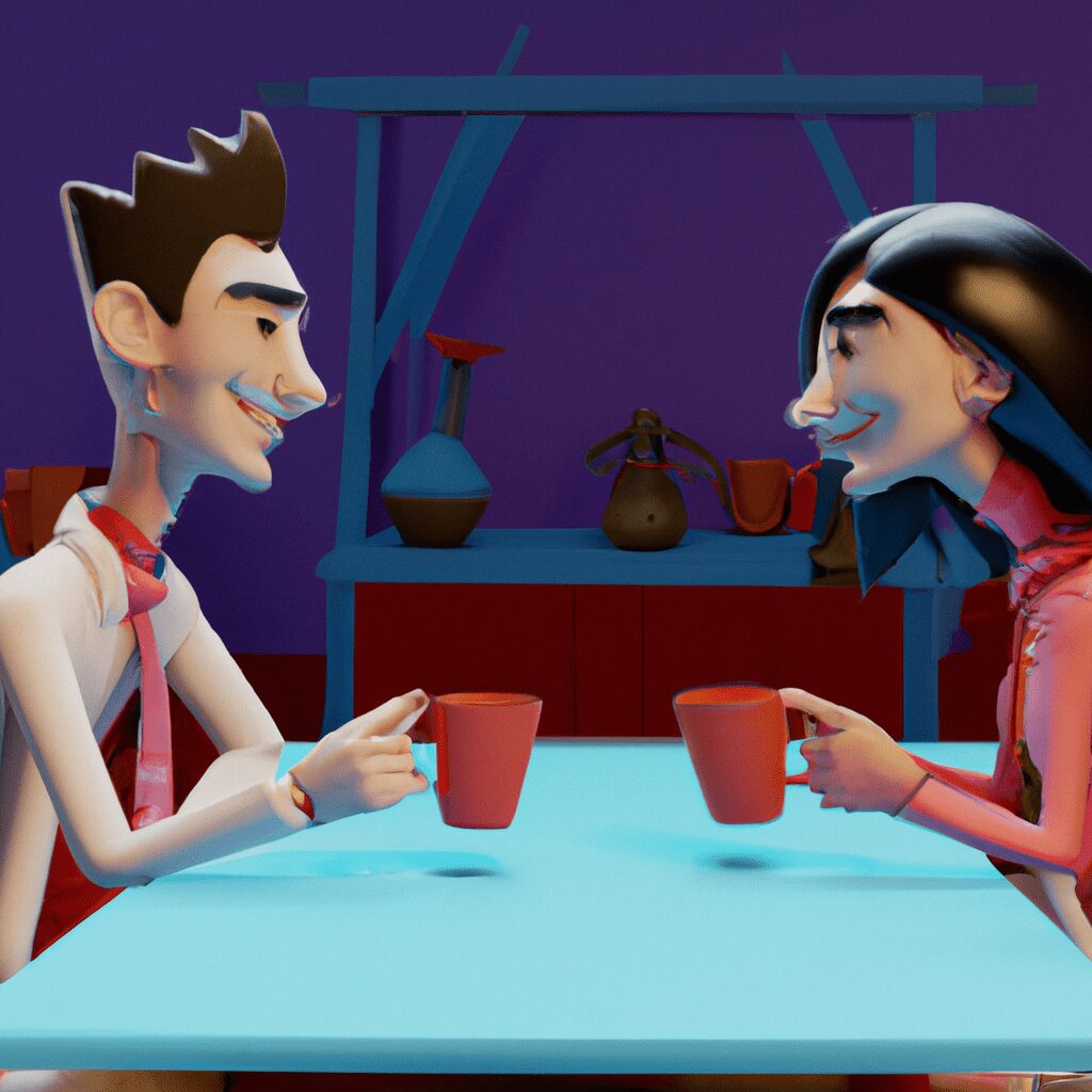 Дом и сад - Couple sharing cup of coffee cartoon