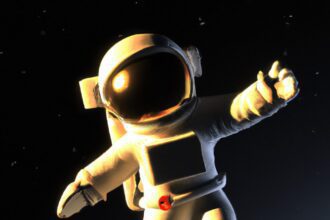 Технологии - An astronaut floating in space observing