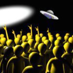 Тайны и загадки - Crowd of people pointing at ufos carto