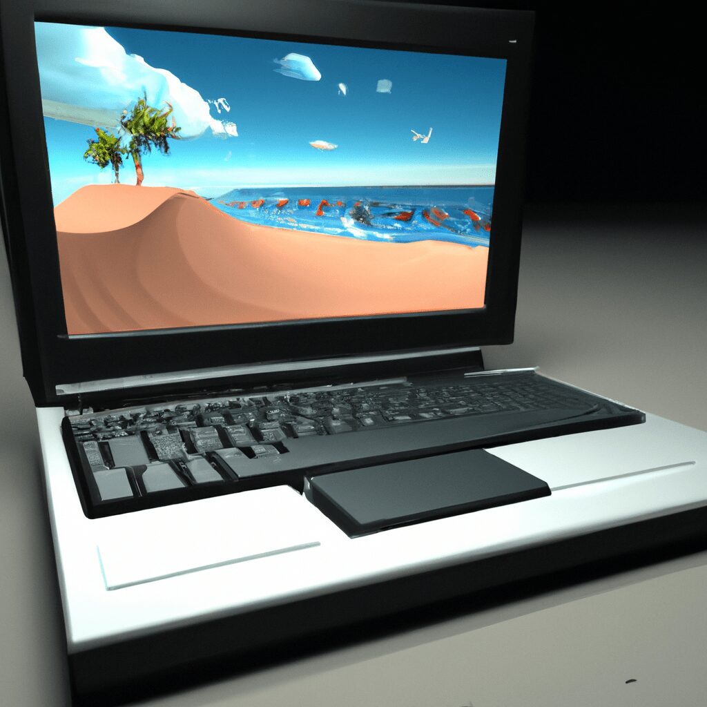 Бизнес и финансы - Laptop with beach background cartoon