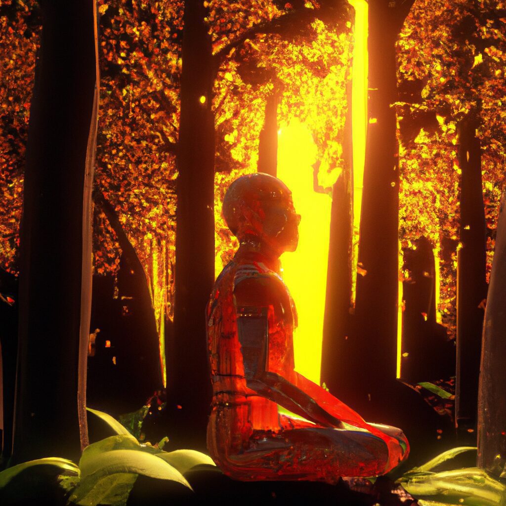 Person meditating in mystical forest - Тайны и загадки